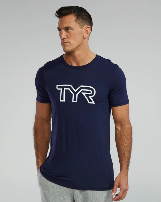 TYR ULTRASOFT MEN'S BIG LOGO TRI-BLEND TECH TEE